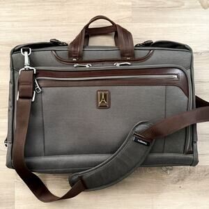 TravelPro Platinum Elite Expandable Business Brief Vintage Grey w/ Brown Leather